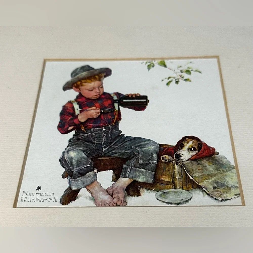 Two Vintage Norman Rockwell Boy with Dog Matted Prints (Free Gift?) - Picture 3 of 10